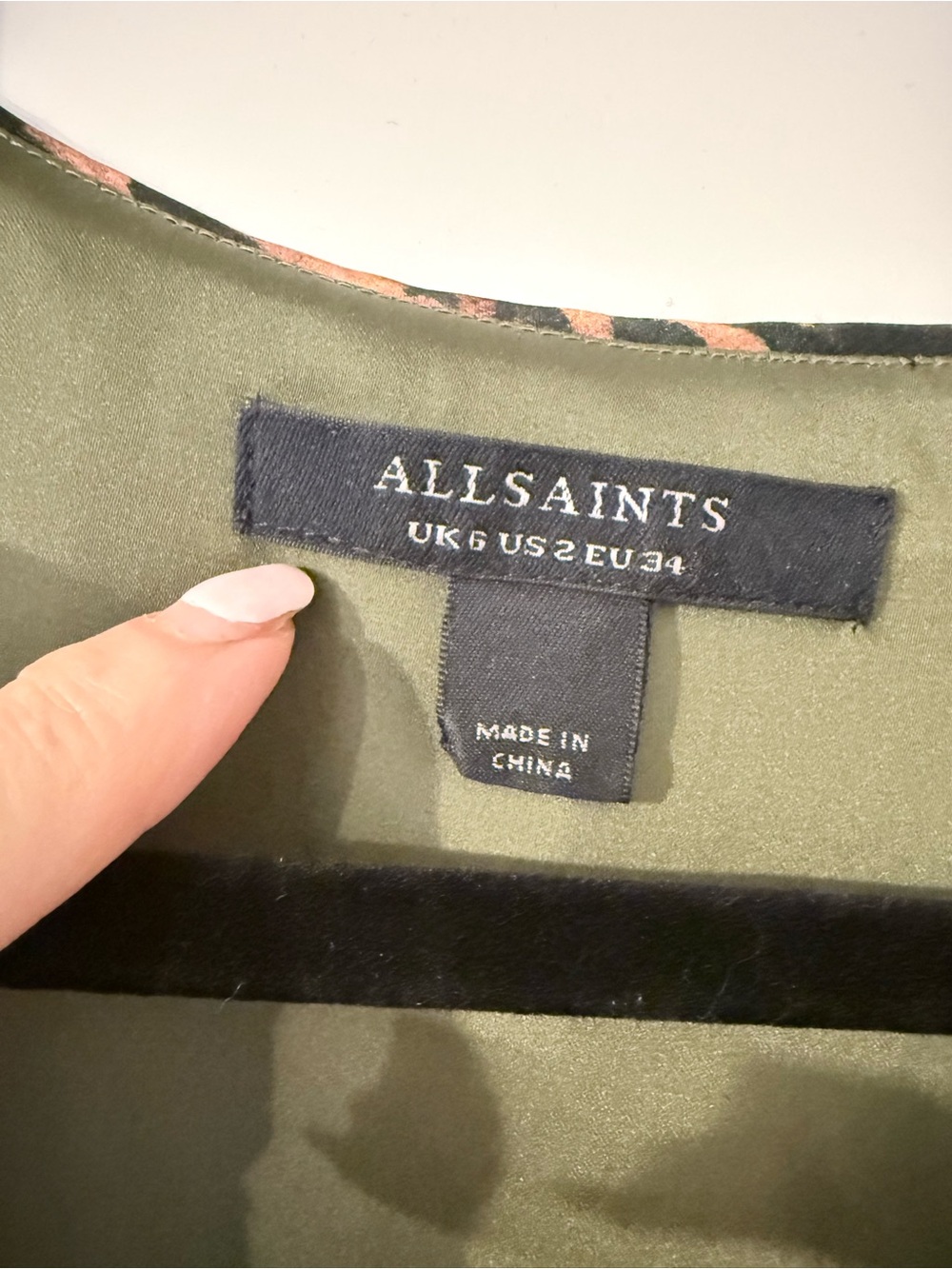 AllSaints Karla Peggy Olive Green Floral V-Neck Maxi Dress - Picture 5 of 7